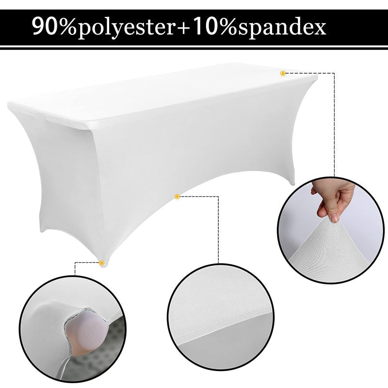 Lofaris White Fitted Spandex Rectangle Banquet Table Cover