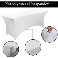 Lofaris White Fitted Spandex Rectangle Banquet Table Cover