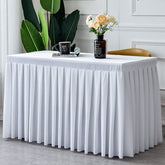 Lofaris White Fitted Velvet Rectangle Table Skirts Cover