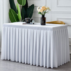 Lofaris White Fitted Velvet Rectangle Table Skirts Cover