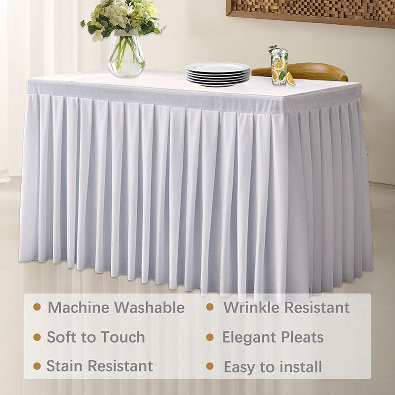 Lofaris White Fitted Velvet Rectangle Table Skirts Cover