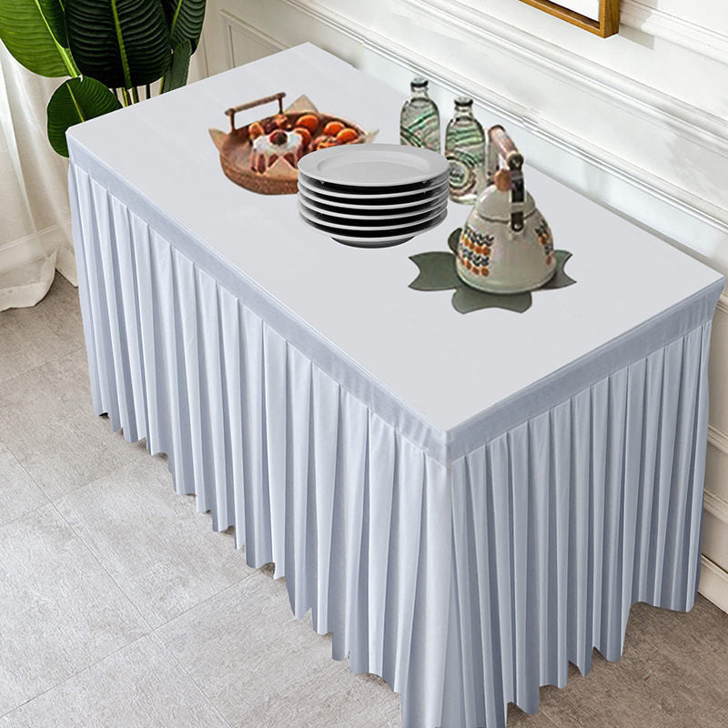 Lofaris White Fitted Velvet Rectangle Table Skirts Cover