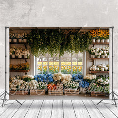 Lofaris White Floral Color Window Leaf Spring Photo Backdrop