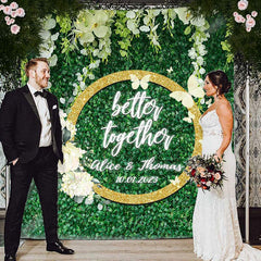 Lofaris White Floral Green Leaves Better Together Wedding Backdrop