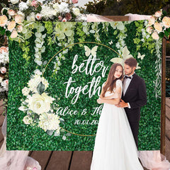 Lofaris White Floral Green Leaves Better Together Wedding Backdrop
