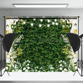 Lofaris White Floral Light Greenery Spring Photo Backdrop