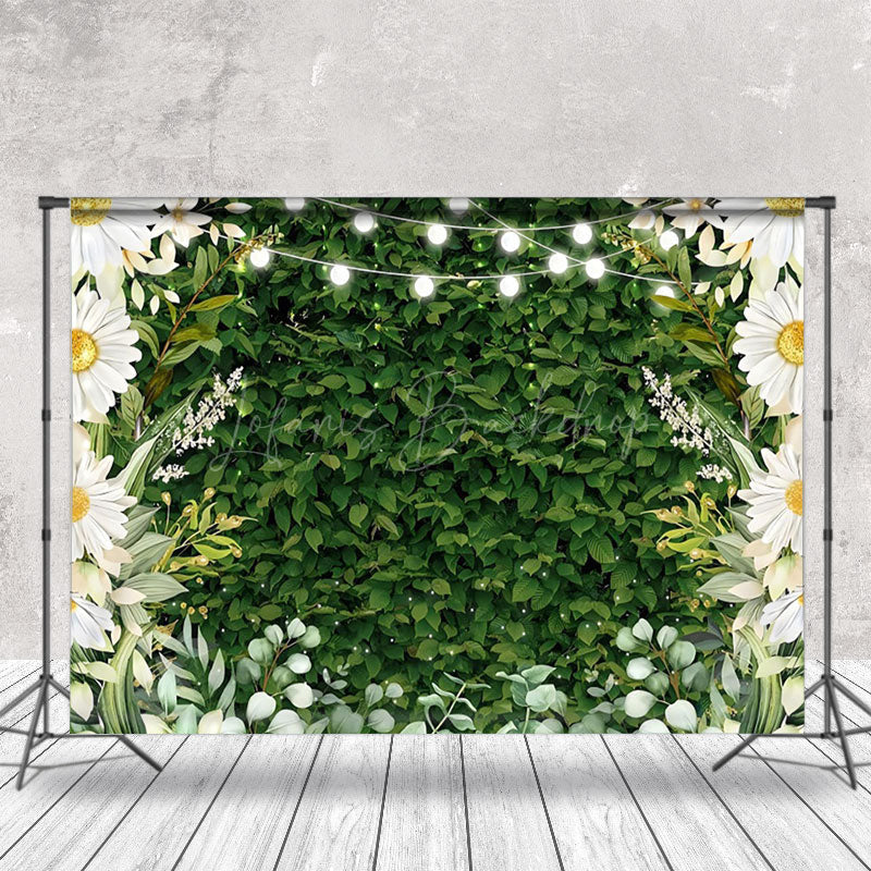 Lofaris White Floral Light Greenery Spring Photo Backdrop