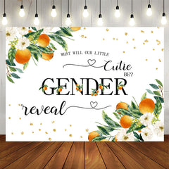 Lofaris White Floral Oranges Sparkle Boho Gender Reveal Backdrop