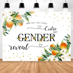 Lofaris White Floral Oranges Sparkle Boho Gender Reveal Backdrop