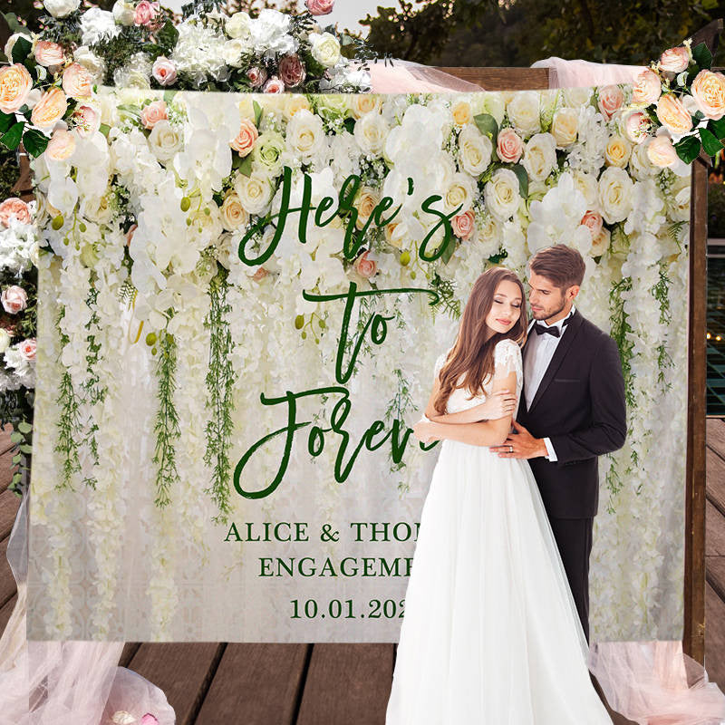 Lofaris White Flower Backdrop Curtain Floral for Wedding Baby Shower