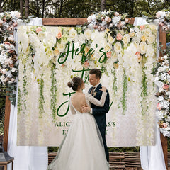 Lofaris White Flower Backdrop Curtain Floral for Wedding Baby Shower