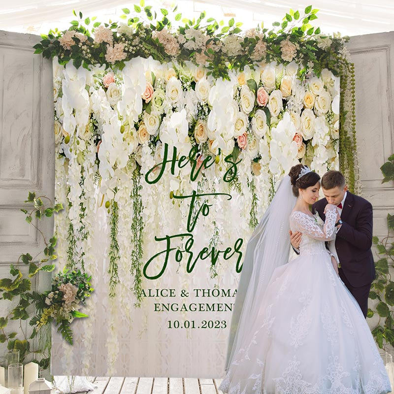 Lofaris White Flower Backdrop Curtain Floral for Wedding Baby Shower