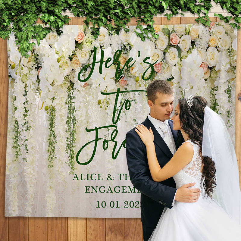 Lofaris White Flower Backdrop Curtain Floral for Wedding Baby Shower