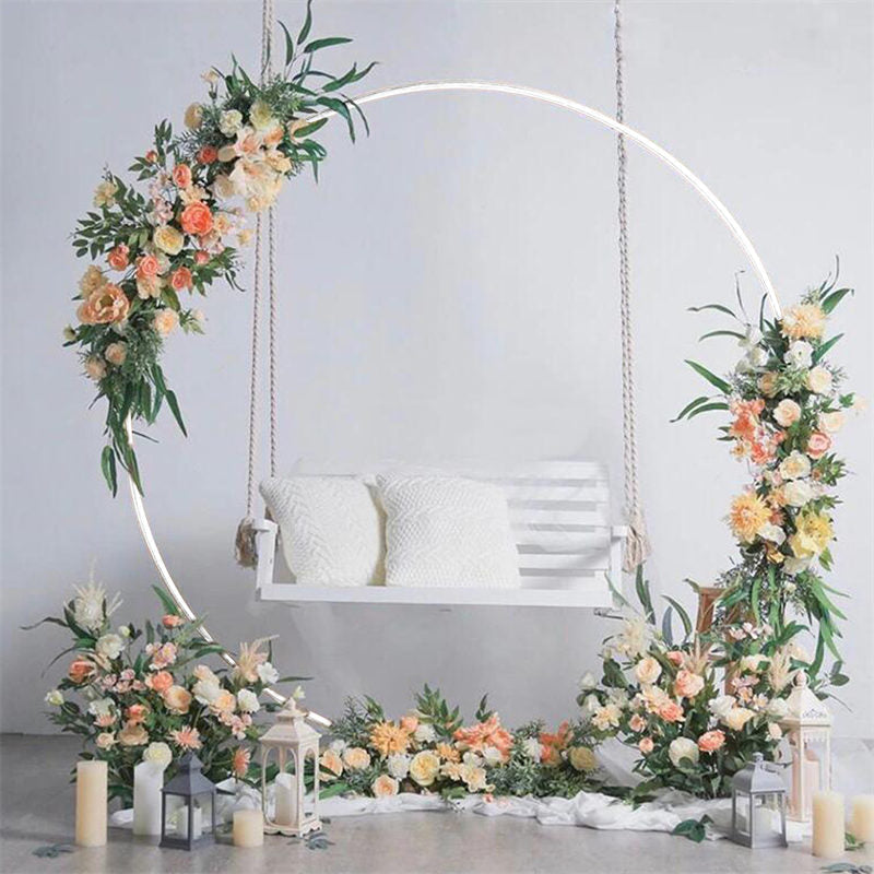 Lofaris White Flower Balloons Dispaly Circle Wedding Arch Decor