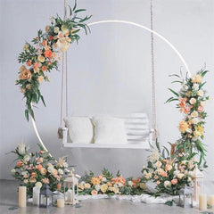 Lofaris White Flower Balloons Dispaly Circle Wedding Arch Decor
