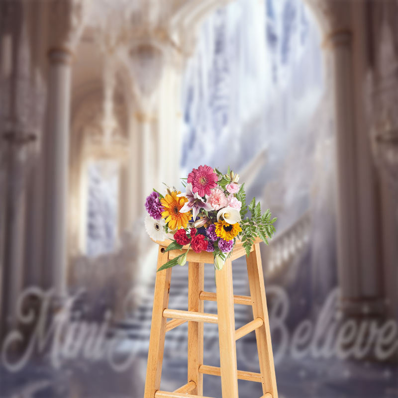 Lofaris White Frozen Stairs Palace Architecture Backdrop