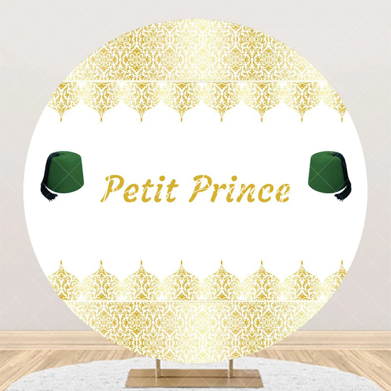 Lofaris White Gold Green Fez Hat Petit Prince Round Backdrop
