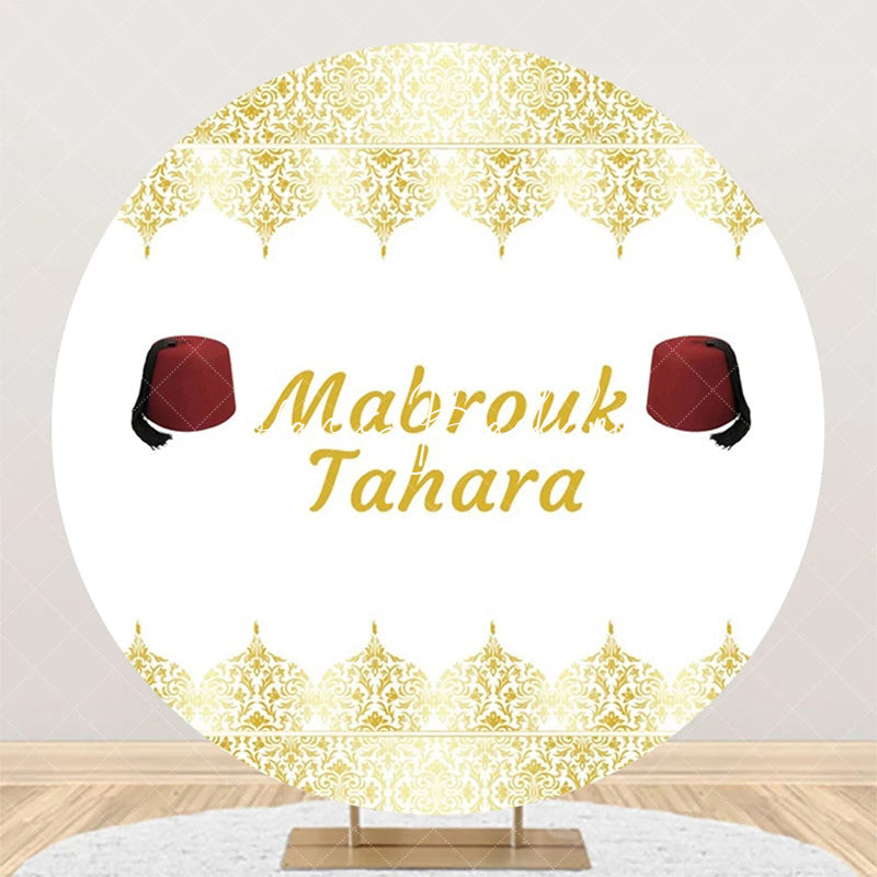 Lofaris White Gold Red Hat Mabrouk Tahara Round Backdrop