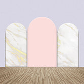 Lofaris White Golden Marble Texture Pink Arch Backdrop Kit