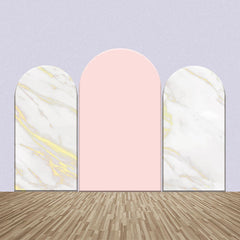 Lofaris White Golden Marble Texture Pink Arch Backdrop Kit