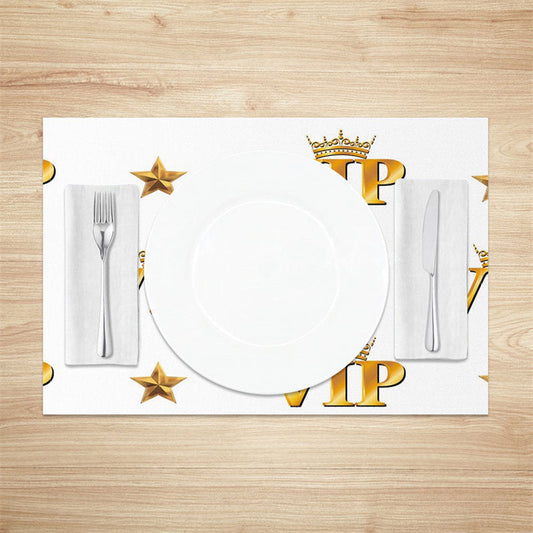 Lofaris White Golden Star Crown Repeat Set Of 4 Placemats