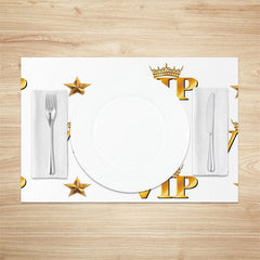 Lofaris White Golden Star Crown Repeat Set Of 4 Placemats