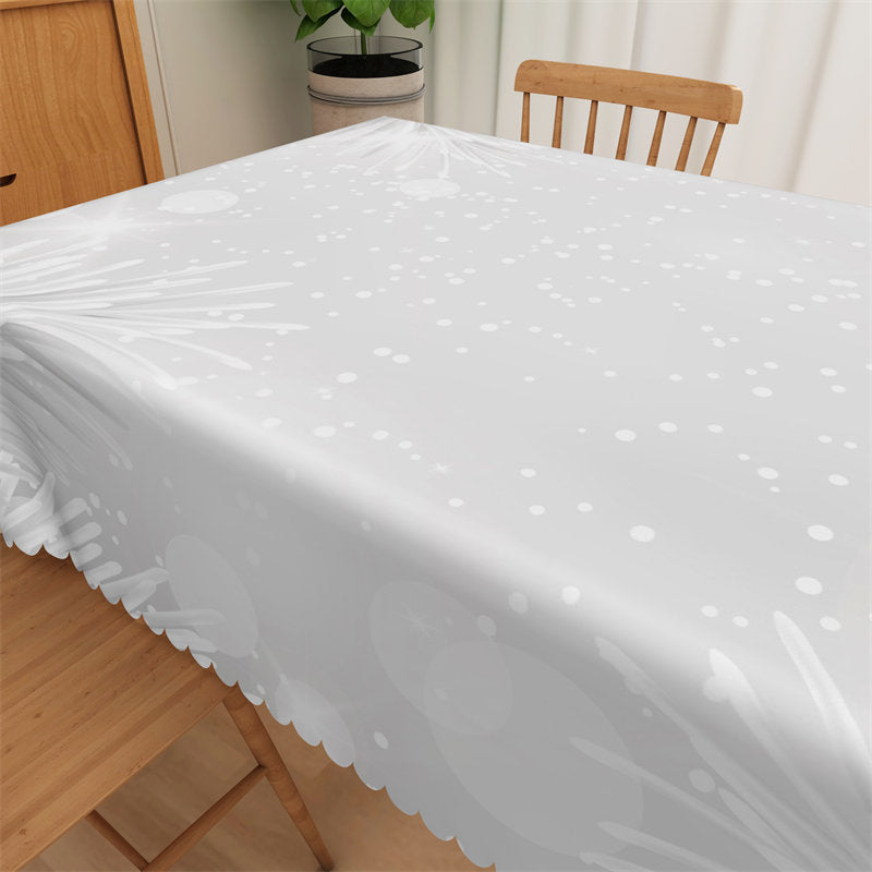 Lofaris White Grass Dot Tablecloth For Outdoor And Indoor