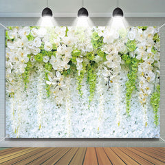 Lofaris White Green Flowers Wall Romantic Wedding Backdrop