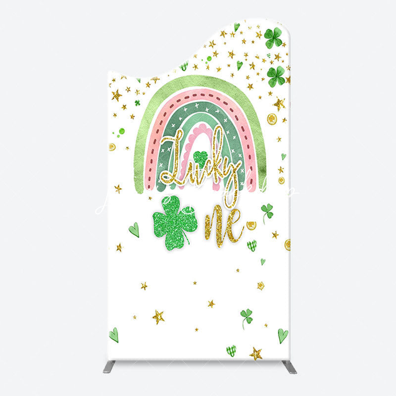 Lofaris White Green Gold Glitter 1st Birthday Arch Backdrop