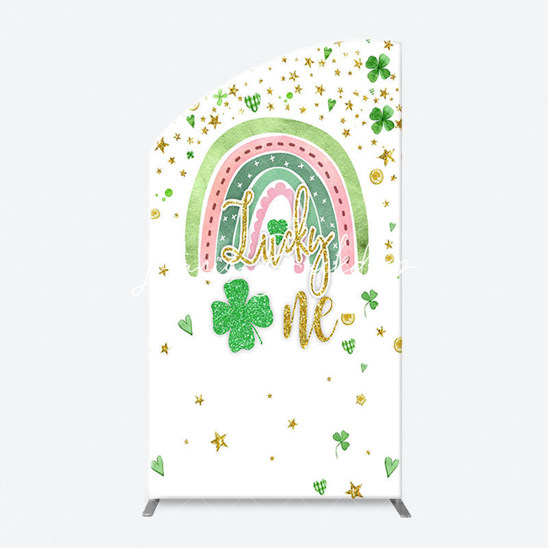 Lofaris White Green Gold Glitter 1st Birthday Arch Backdrop
