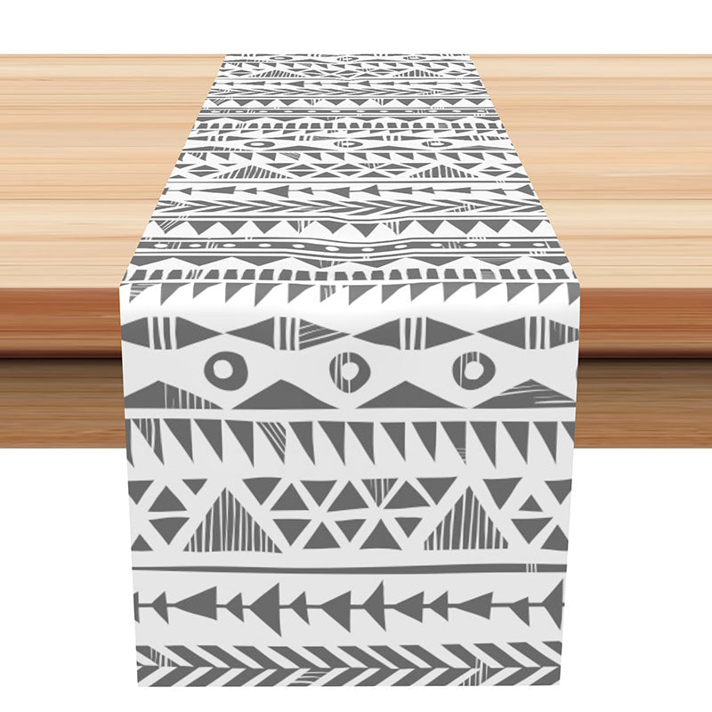 Lofaris White Grey Ethnic Vintage Dining Room Table Runner
