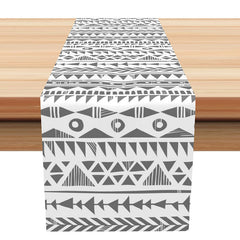 Lofaris White Grey Ethnic Vintage Dining Room Table Runner