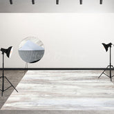 Lofaris White Grey Horizontal Stripe Wood Grain Floor Mat