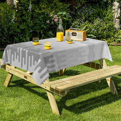 Lofaris White Grey Ice Lines Rectangle Tablecloth