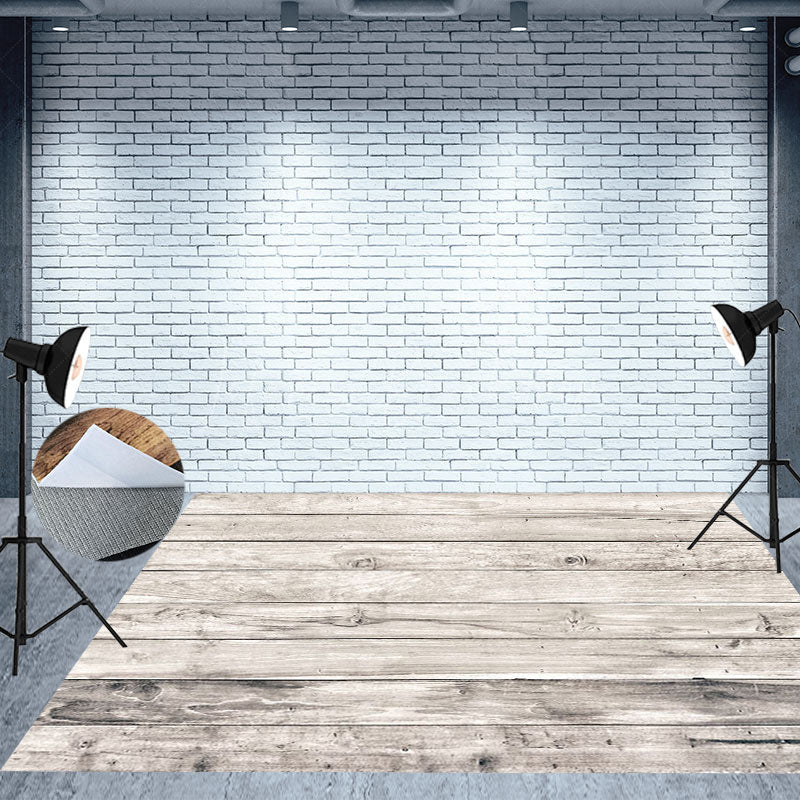 Lofaris White Grey Wooden Photo Booth Floor Backdrop