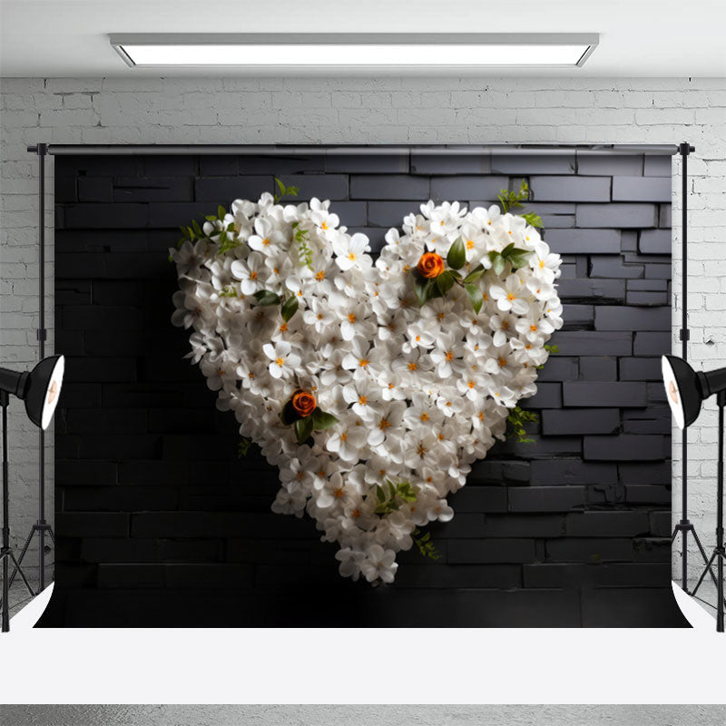 Lofaris White Heart Magnolia Flowers Valentines Day Backdrop
