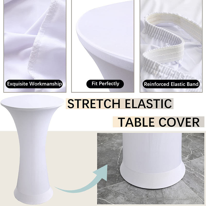 Lofaris White High Top Round Spandex Cocktail Tablecloths