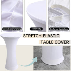 Lofaris White High Top Round Spandex Cocktail Tablecloths