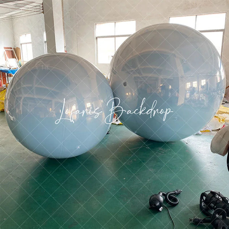 Lofaris White Inflatable Mirror Ball Giant Balloon for Decor