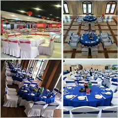 Lofaris White Jacquard Polyester Round Banquet Tablecloth