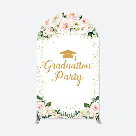 Lofaris White Pink Floral Graduation Party Arch Backdrop