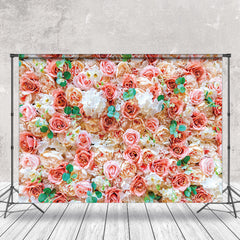 Lofaris White Pink Floral Leaves Backdrop For Photography