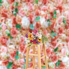 Lofaris White Pink Floral Leaves Backdrop For Photography