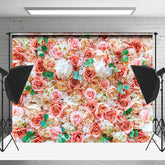 Lofaris White Pink Floral Leaves Backdrop For Photography