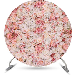 Lofaris White Pink Floral Wall Holy Round Wedding Backdrop