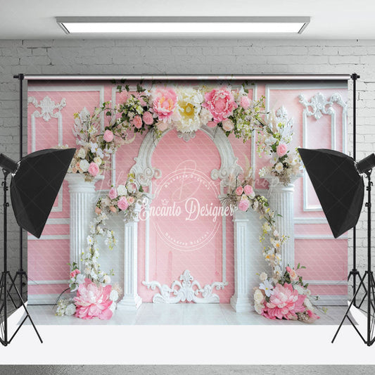 Lofaris White Pink Luxury Wall Arch Floral Wedding Backdrop