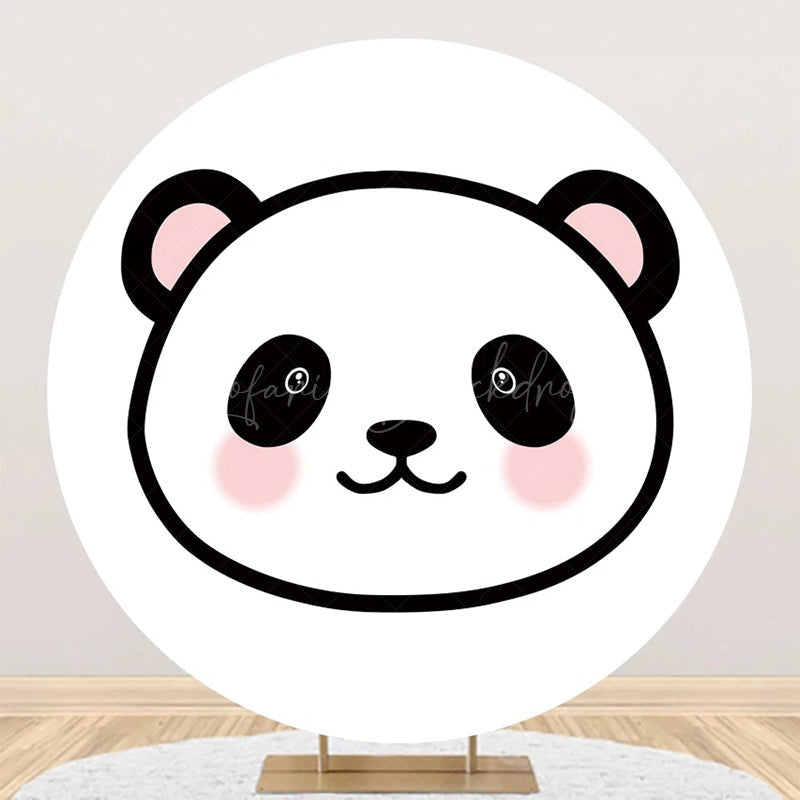 Lofaris White Pink Panda Simple Round Baby Shower Backdrop