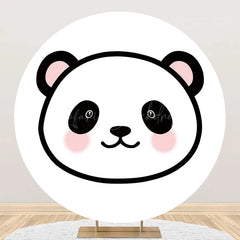 Lofaris White Pink Panda Simple Round Baby Shower Backdrop
