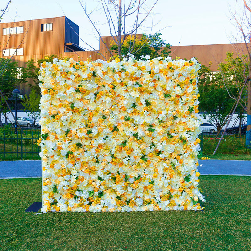 Lofaris White Yellow Green Leaf Artificial Flower Wall