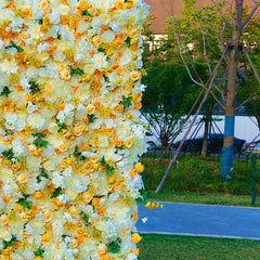 Lofaris White Yellow Green Leaf Artificial Flower Wall